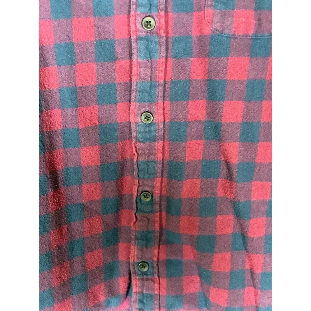 J.Crew Men's Large Slim Fit Buffalo Plaid Flannel Shirt Red Navy 100% Cotton